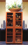 Ambiance living avec la cave  vin Caveduke modèle DUCADO avec portes design - CaveDuke Cave à vins  modèle DUCADO, au total +/- 450 bouteilles